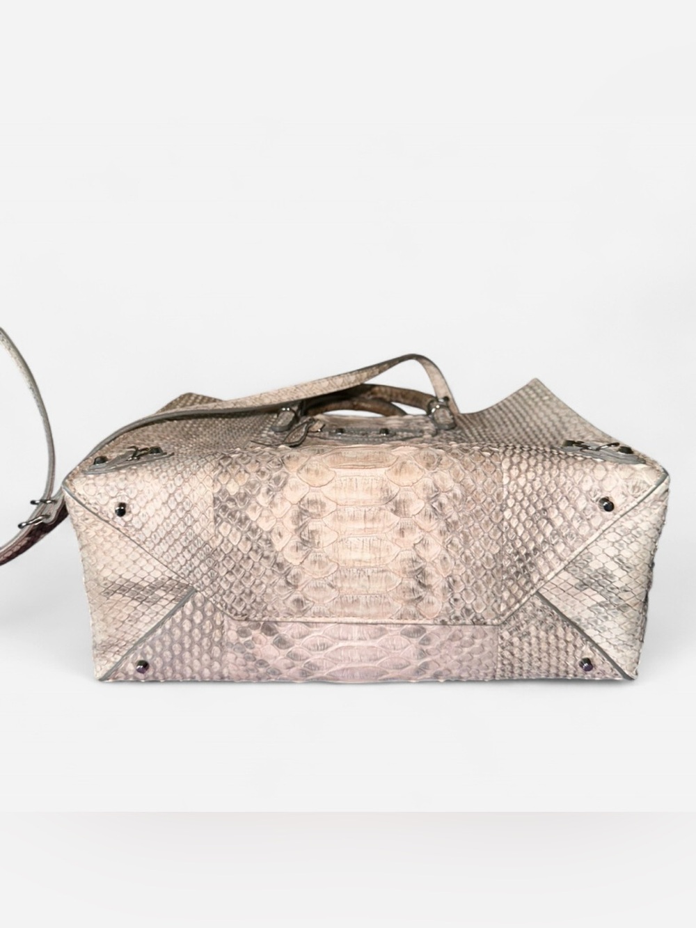 Balenciaga Python Mini Zip Around Tote  in Beige, Pale Pink & Gray Trim - Picture 4 of 8